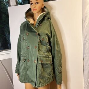 Lacoste Live Sz XL Unisex Hooded Lined Button Trench Cotton Jacket Coat